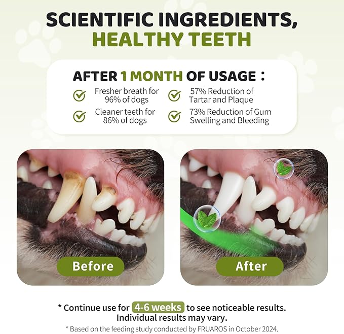 Dog Teeth Cleaning Powder, Dog Dental Powder for Dog Breath Fresh and Teeth Cleaning, Targets Tartar & Bad Breath with 750 Million Probiotics. Plaque Off Dental Care Formulated for Medium Dogs (150g)