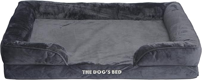 The Dog’s Bed, Orthopedic Standard Foam Waterproof Dog Bed with Standard Support, XL Grey Plush, Waterproof, Supportive Dog Bed with Replaceable Covers