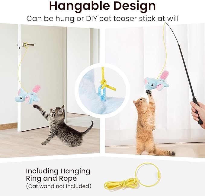 Potaroma Cat Toys Flapping Elephant, Interactive Realistic Kitten Toy Stuffed with Catnip and Crinkle Paper Hangable Design for Bored Indoor Cats 6.3 Inches