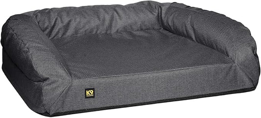 K9 Ballistics Tough Bolster Orthopedic Sofa Dog Bed with Removable Washable Cover - Durable, Water Resistant with Nonskid Bottom - X-Large, Titanium Premium Finish