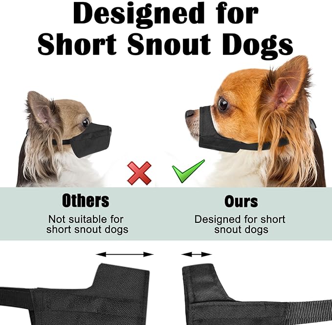 Mayerzon Short Snout Dog Muzzle for Small Medium Large Dog, Soft Muzzle for Chihuahua Shih Tzu American Bulldog for Grooming, Sturdy Oxford Mouth Guard Anti Biting Chewing
