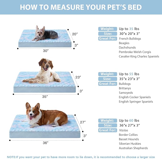 WNPETHOME Orthopedic Large Dog Bed, Extra Large Waterproof Dog Bed with Removable Washable Cover & Anti-Slip Bottom,Egg Crate Foam Pet Bed Mat,Soft Rose Plush Pet Crate Mat