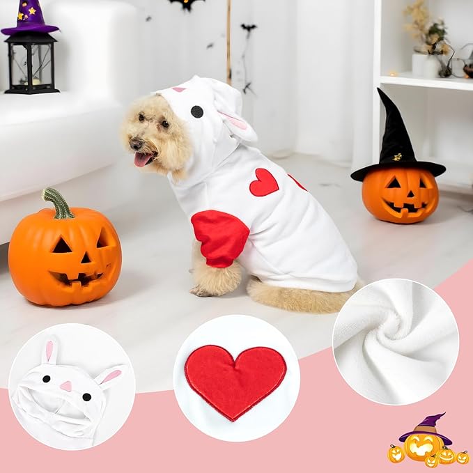 NACOCO Halloween Rabbit Dog Costume - Pet Christmas New Year Hoodie Warm Party Coat Outfit for Small and Medium Cat Dog Clothes(Red Rabbit,XL)