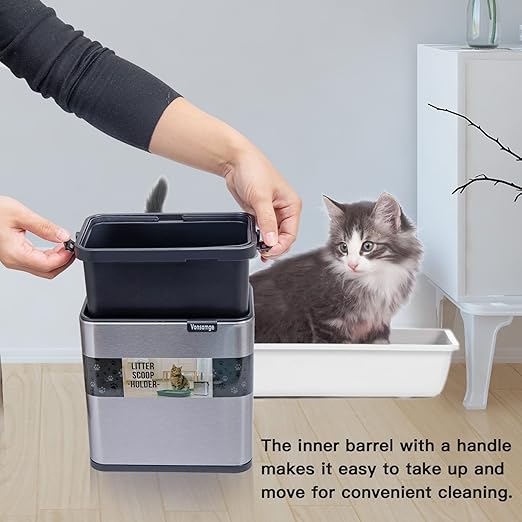 Universal Cat Litter Scoop Holder, Stainless Steel Small Portable Cat Litter Scooper Holder Trash Container.