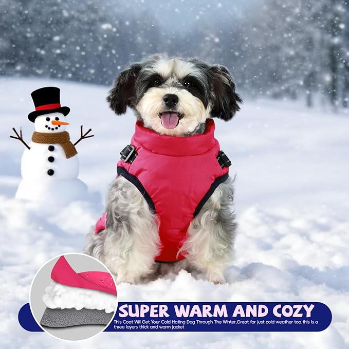 Gyuzh Dog Coat with Harness Puppy Coats Small Dog Harness Jacket Winter Waterproof Jackets for Smal Medium Large Dogs
