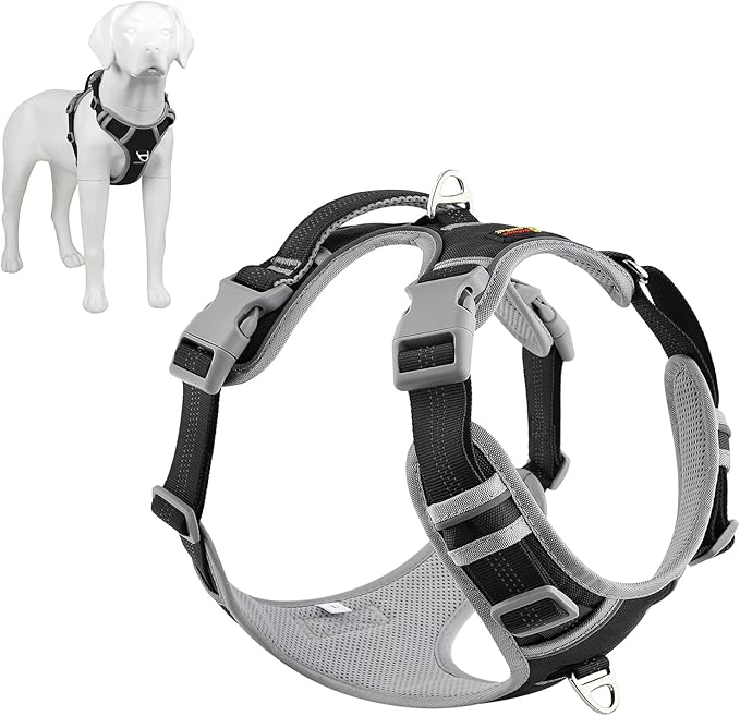 Plutus Pet No Pull Dog Harness, Release at Neck, Reflective Adjustable Dog Vest Harness, Easy Control Handle for Walking, for Small Medium Large Dogs, Black, XL