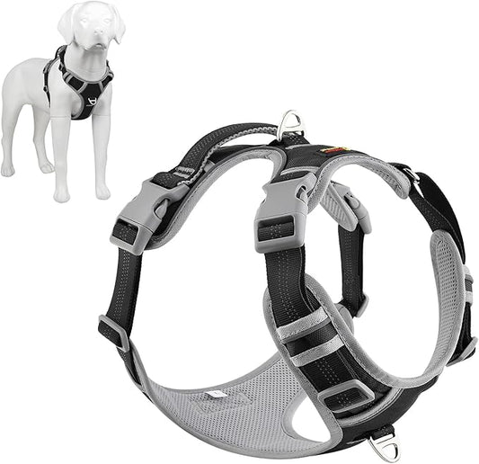 Plutus Pet No Pull Dog Harness, Release at Neck, Reflective Adjustable Dog Vest Harness, Easy Control Handle for Walking, for Small Medium Large Dogs, Black, M