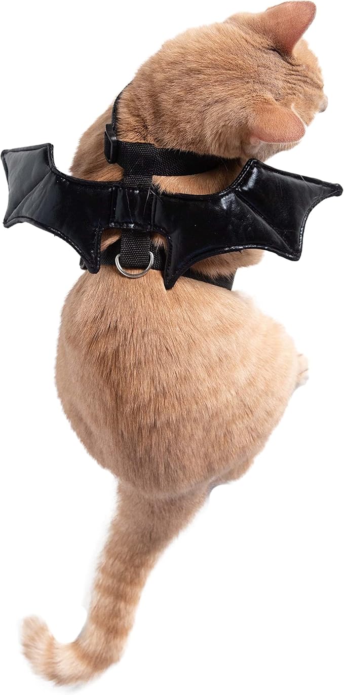 Pet Krewe Bat Cat Costume - Bat Wings - Harness Attachment, One Size Fits All - Perfect for Halloween, Christmas Holiday, Parties, Photoshoots, Gifts for Dog Lovers (One Size)