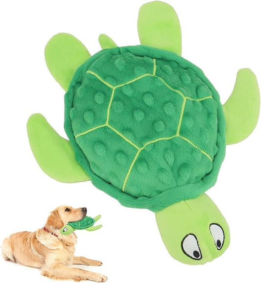 Squeaky Sea Turtle Plush Dog Toy - Durable, No Stuffing, Interactive Chew Toy for Small Dogs - Relieve Anxiety, Teething, and Keep Them Busy for Puppy(Green)