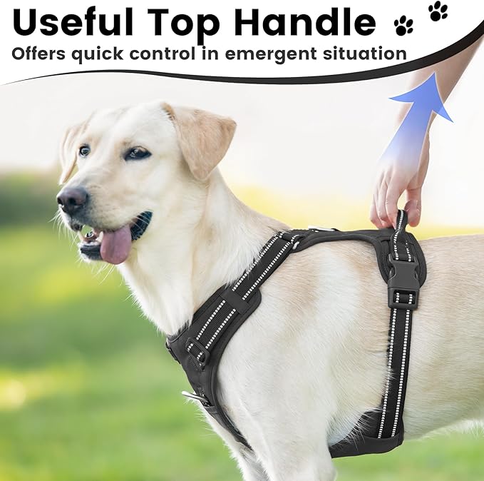 No Pull Dog Harness, Reflective Puppy Vest for Small Medium Large Sized Dog(Black,M)