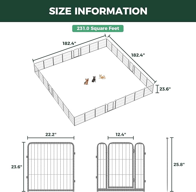 FXW Aster Dog Playpen Designed for Yard, 24inch 32 Panels