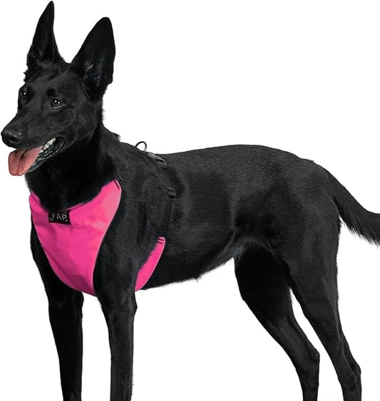 YAP Techno® No Pull Dog Harness, 4-Way Adjustable, Temperature Controlled Pet Vest Harness, Chokefree Dog Harness with Easy Control Handle for All Breeds; 30-55 lbs (Ultra Pink, Medium-Wide)