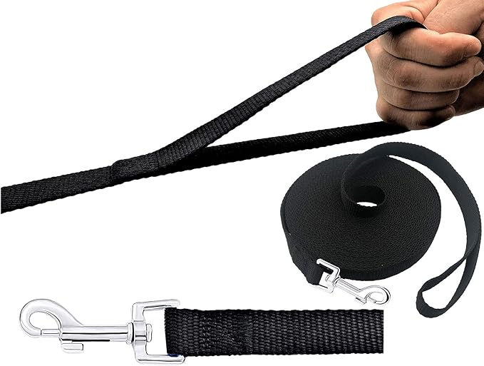 PETGOGO 15ft 20ft 30ft 40ft 50ft Long Dog/Puppy Lead Obedience Recall Training Dog Leashes for Small Medium Dogs Camping, Training, Play, or Backyard (30 FT, Black)