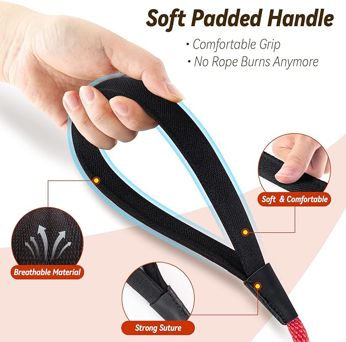 lynxking Check Cord Dog Leash Long Lead Training Tracking Line Comfortable Handle Heavy Duty Puppy Rope 10ft 15ft 30ft 50ft for Small Medium Large Dog