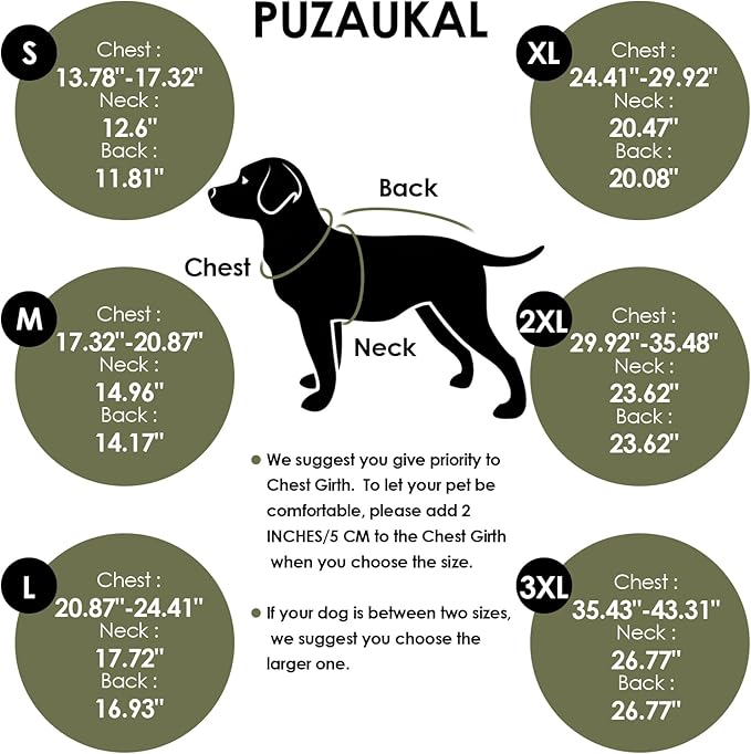 Dog Coat, Small Dog Jacket, Windproof Dogs Puffer Jacket, Fleece Lined Warm Dogs Winter Coat with Harness Hole (Army Green M)