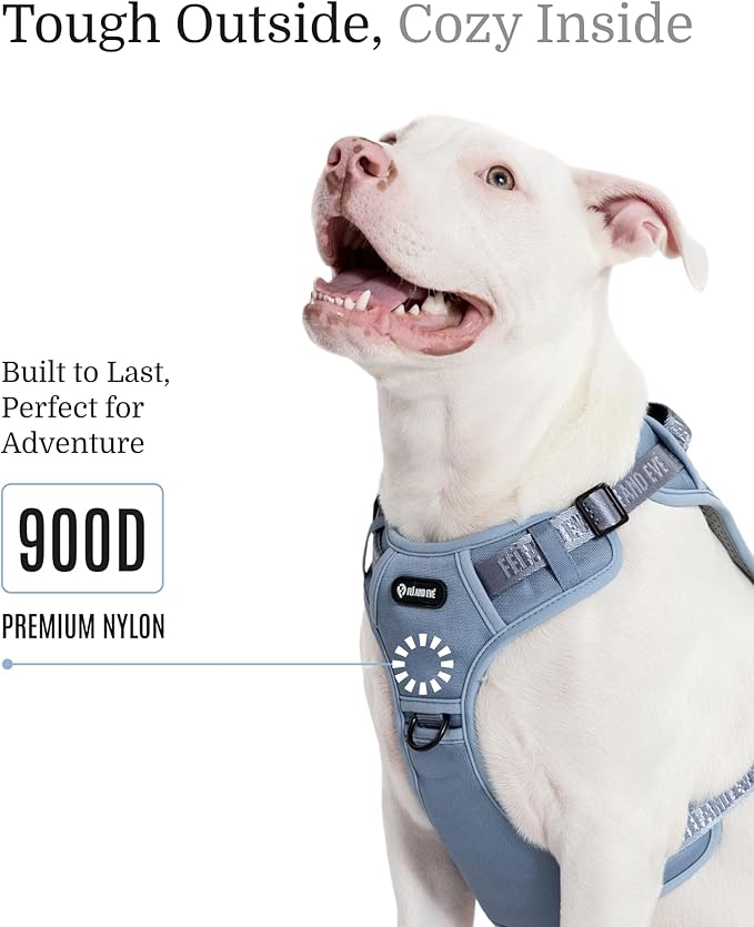 2025 New Edition, Fei & Eve MagEase Dog Harness - 3-Second Magnetic Buckles | 3-Point No-Pull Control | Heavy-Duty 900D Nylon | Dual Safety Handles | Breathable Mesh | Adjustable Fit | X-Large, Blue