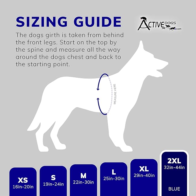 ActiveDogs Full Service Kit - 2XL Blue - Dog Vest Harness With Handle, ID, ID Holder, ADA Cards, Medical Alert Keychain, Leash & Patches