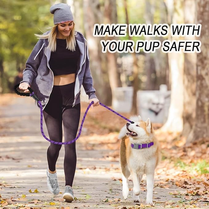 BARKBAY Dog Leashes for Large Dogs Heavy Duty Dog Leash 2 Pack 5 FT with Comfortable Padded Handle Highly Reflective Threads for Medium Large Dogs Walking Training Running (5FT-1/2,Purple+Black)