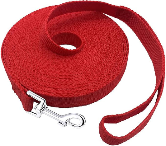 PETGOGO 15ft 20ft 30ft 40ft 50ft Long Dog/Puppy Lead Obedience Recall Training Dog Leashes for Small Medium Dogs Camping, Training, Play, or Backyard (Red, 1" x 15FT)