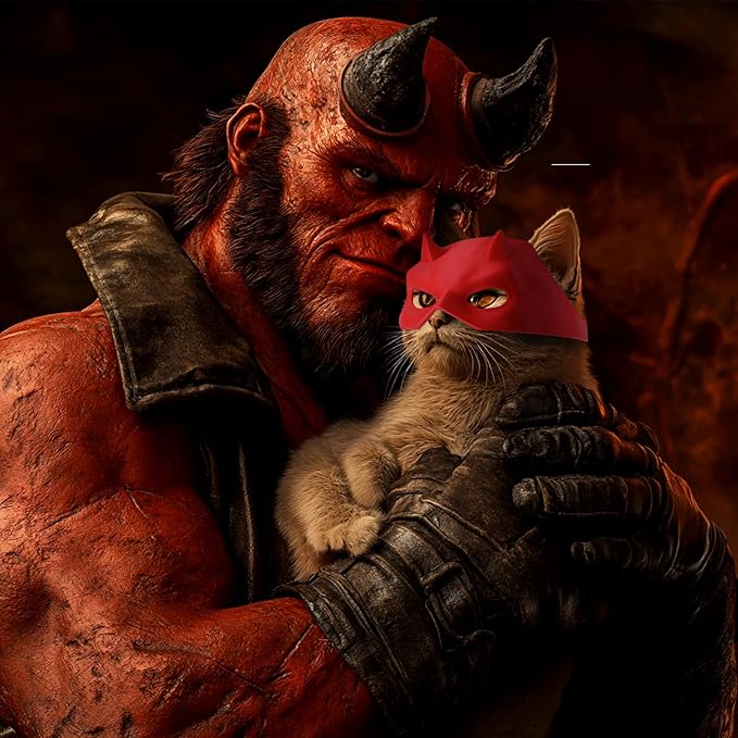 Cat Bat Mask Halloween Costumes Accessories for Cats, Cat Bat Cosplay Apparel (Medium, Red Devil)