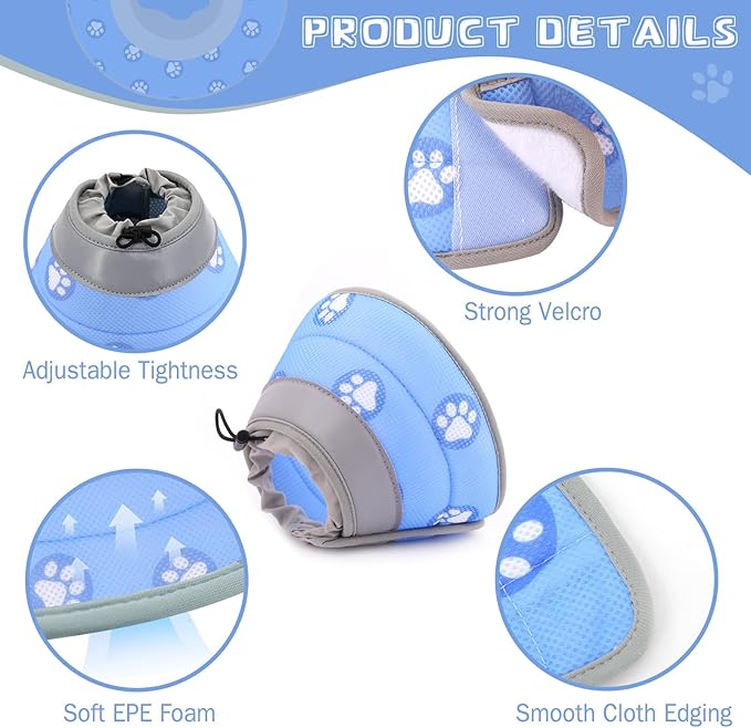 Cat Cone Collar Soft Elizabethan Collar for Surgery Recovery - Adjustable for Small and Large Cats Kittens to Stop Licking