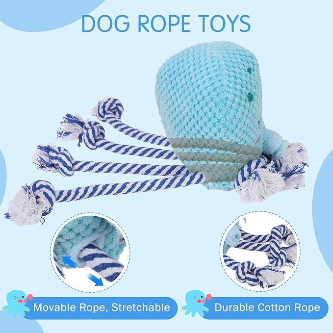 SCENEREAL Dog Toys, Puppy Plush Toy for Large Medium Breed Boy Girl, Dog Chew Toys for Keep Them Busy, Tug of War Stuffed for Small, Middle, Big Sized Dogs Gifts (Octopus)