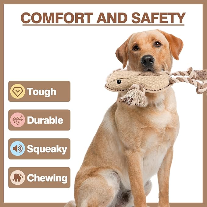 Tough Durable Squeaky Dog Toys for Aggressive chewers Interactive to Keep Them Busy, Funny Plush Dogs Toy for Small Medium Large Chewer Cute Birthday Gift (Frog)