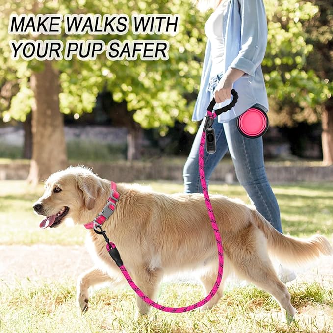 BARKBAY Dog Leashes for Large Dogs Heavy Duty Dog Leash 4/5/6 FT with Comfortable Padded Handle and Highly Reflective Threads for Medium Large Dogs Walking Training Running (4FT-1/2'',Fushcia)