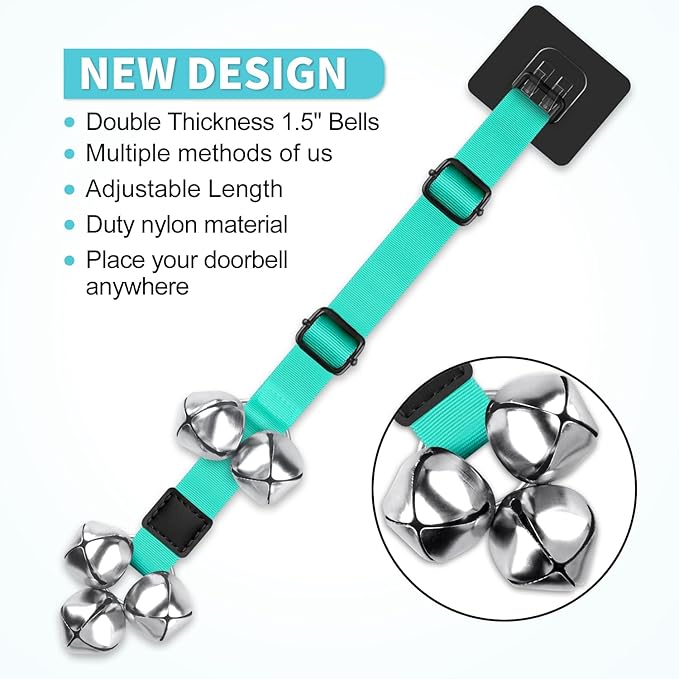 COOYOO Dog Doorbells, Adjustable Potty Training Dog Bells, Upgraded for Training Your Puppy The Easy Way, Premium Quality Housetraining Hanging Bell-5 Extra Large Loud 1.5 DoorBells