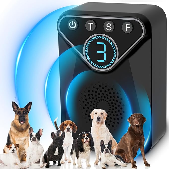 Meteralla 1500 mAh Rechargeable Anti Barking Device for Dogs Indoor and Outdoor, 9 Modes Dog Training & Behavior Aids Up to 50 Ft Range, Dog Barking Control Devices Safe for Humans, Dogs
