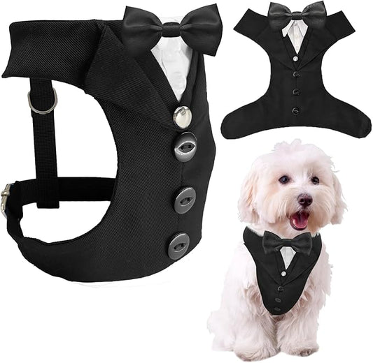 AVERYDAY Dog Tuxedo for Wedding Outfit, Dog Suit and Tie Costumes for Birthday, Halloween, Cosplay, Christmas Party, Pet Formal Wear with Bowtie, Tux for Small Dogs, Chihuahua, Bichon, Maltese, Cats