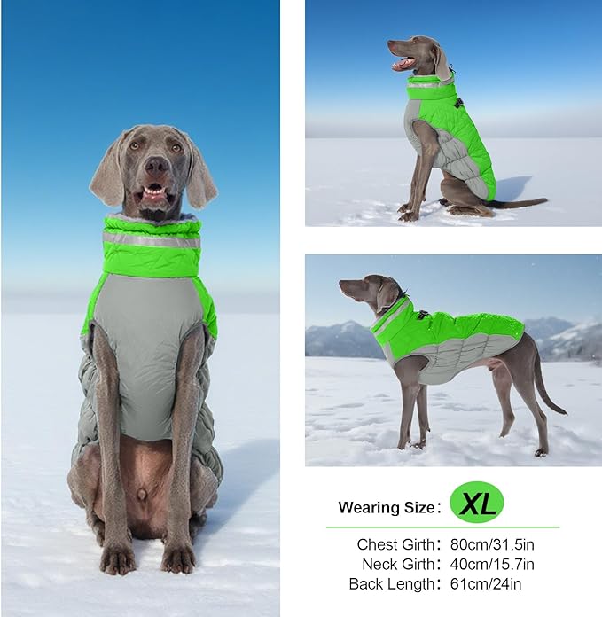 Warm Dog Coats For Large Dogs, Waterproof Dog Jacket With Harness, Zipper Clousure, Fleece Lining, Turtleneck, For Cold Weather Outdoor Walks, Pet Snowsuit For Beagle, Cocker Spaniel, Corgi- XL