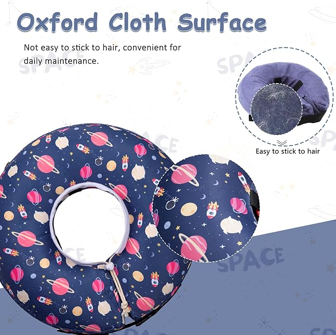 Inflatable Dog Cone Collar,Waterproof Soft Dog Donut Cone for Large Medium Small Dogs Cats, Recovery Pet E-Collar Alternatives After Surgery (Planet, Medium+)