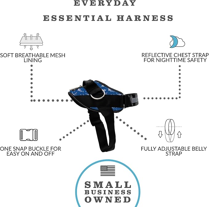 ShawnCo Essential Dog Harness, No-Pull Pet Vest with 3 Leash Clips, No Choke, Reflective, Adjustable and Padded, for Easy Walking and Training for Small, Medium and Large Dogs (White Sharks, M)