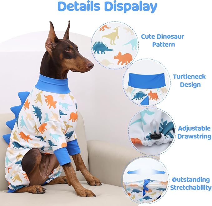 Dog Pajamas Large Size, Big Dog Onesie Clothes, Anti Shedding and Licking, Post Surgery Recovery Pet Pjs, Cotton Soft Material Stretchable Pet Pajamas U-COSP02M