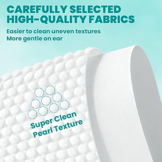 Ear Cleaner Finger Wipes 60 Counts, Dog Ear Cleaner, Grooming Kit Care for Dogs and Cats, Soft & Easy Otic Cleaning Pads, Remove Wax, Dirt & Stop Smelly, Itchy, Non-Irritating, Unscented