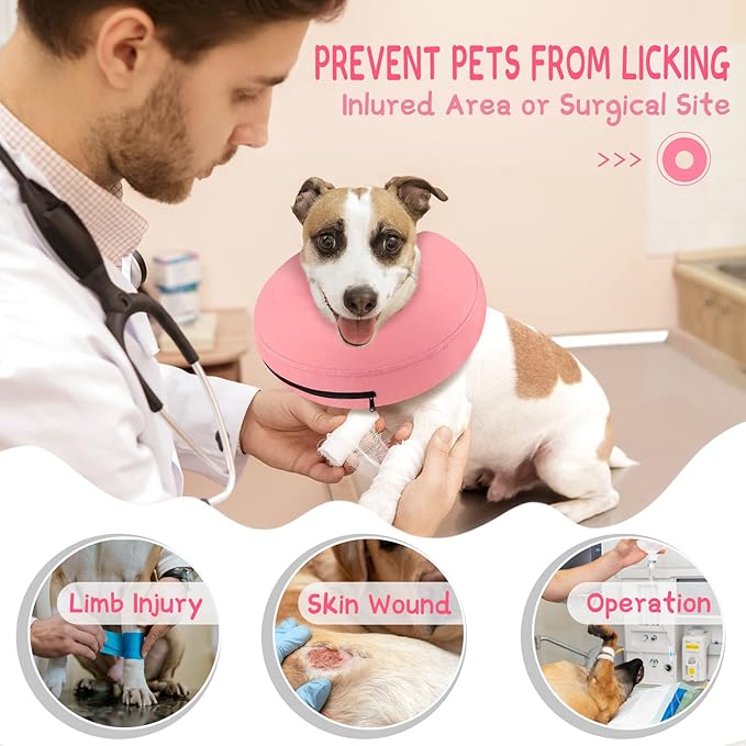 Supet Inflatable Dog Cone Collar Alternative After Surgery, Dog Neck Donut Collar Recovery E Collar for Neuter, Soft Pet Cone for Small Medium Large Dogs