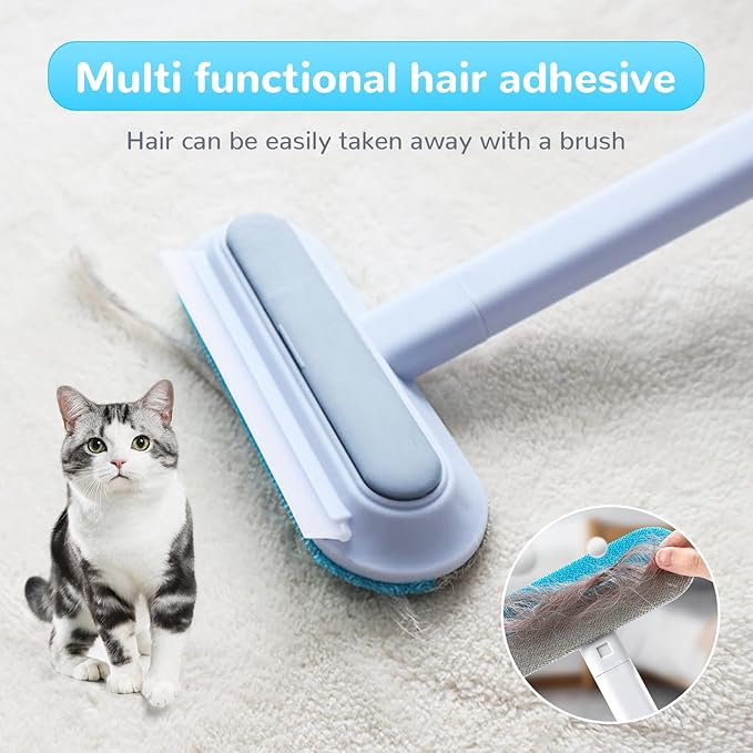 Pet Hair Remover - Pet Hair Removal Glove, 4 in 1- Reusable Hair Remover Brush with 17inch Long Handle, Electrostatic Gloves Pet hair for Furniture, Couch, Carpet