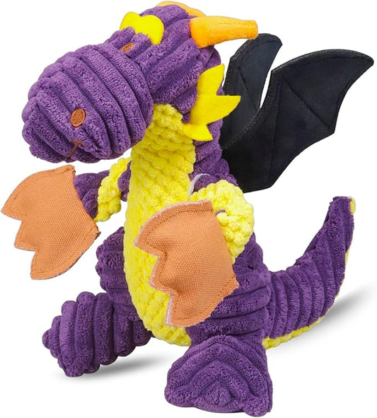 GOOLA Purple Dragon Dog Toy, Plush Squeaky Toy for Large Breeds, Interactive Fun with 5 Squeakers, Chew Toys for Puppies & Adult Dogs