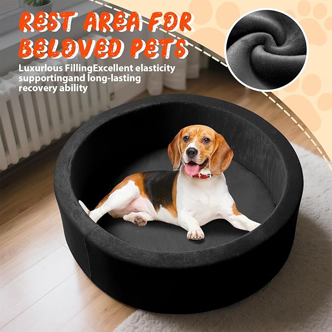 Pet Beds, 27.5 Inch Round Foam Sof Dog Beds，Suitable for Small Dog & Cat Play in The Ball Pit，Black - Ideal for Puppies and Kittens（Balls Not Included）...