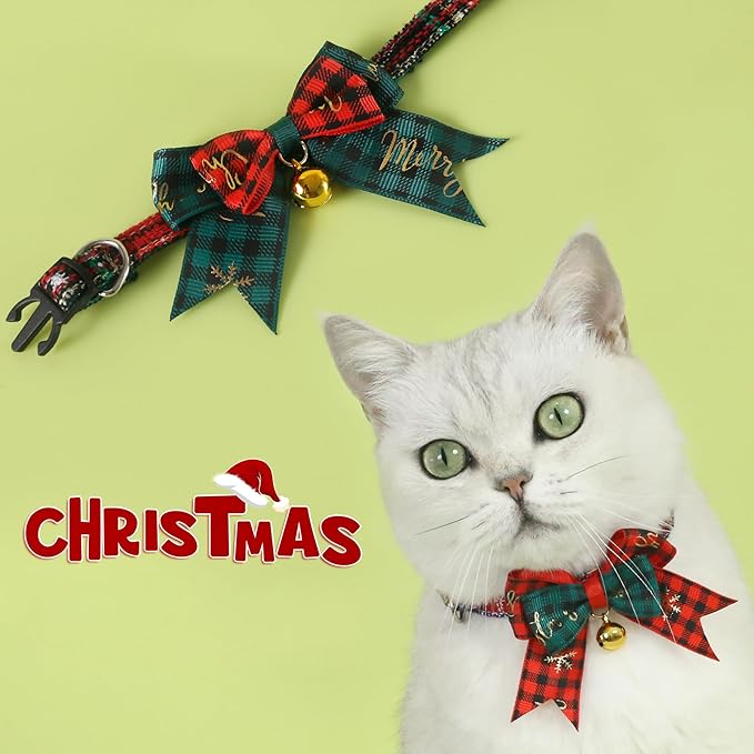 Pet Christmas Cat Bow tie Scarf Collar | Christmas Cat Dog Pet Dress-Up Accessories and Pet Parties Dress(S2)