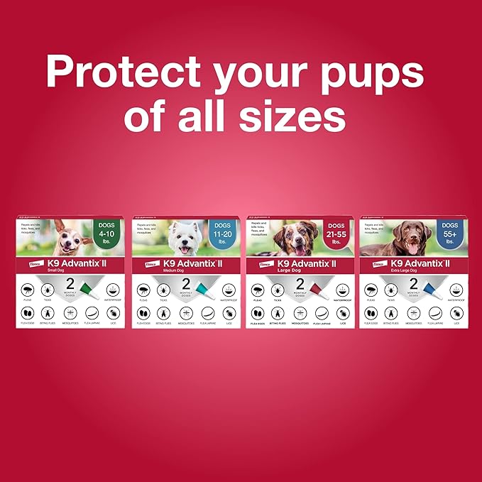 K9 Advantix II Medium Dog Vet-Recommended Flea, Tick & Mosquito Treatment & Prevention | Dogs 11-20 lbs. | 4-Mo Supply