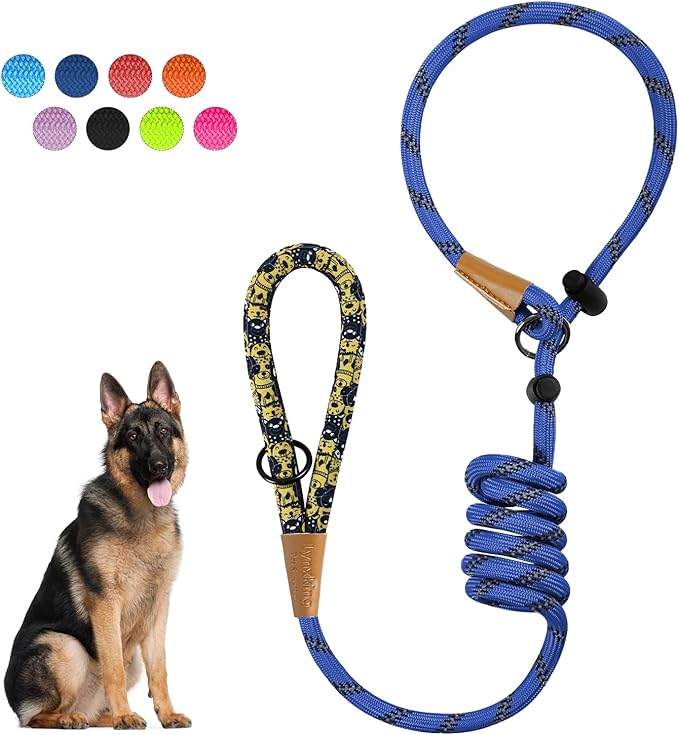 lynxking Slip Lead Dog Leash Reflective, Heavy Duty Comfortable Strong Rope for Large Medium Small Dogs No Pull Pet Training (Blue, Small 3/8in x 6ft-Slip Lead)