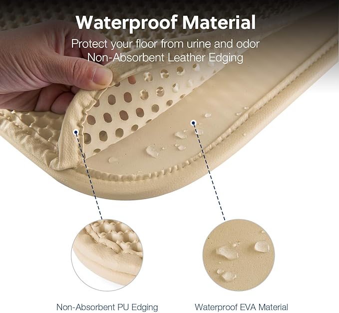 WePet Cat Litter Mat, Kitty Litter Trapping Mat - Medium Size, Honeycomb Double Layer Mats, No Phthalate, Urine Waterproof, Easy Clean, Scatter Control, Catcher Litter Box Rug Carpet 24x15 Inch Beige
