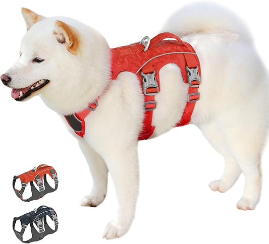 Escape Proof Dog Harness Medium Sized Dog, Lightweight Full Body Pet Vest with Lift Handle and Leash Clip, Reflective Adjustable No Slip Dog Harness for Daily Walking(Red,Chest:17-32")