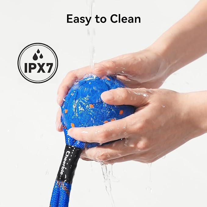 Cheerble Smart Interactive Dog Rope Toy Tug of War, Wicked Ball AIR Rope, Automatic Moving, Bouncing, and Rotating, E-TPU Material, IPX7 Waterproof Rating, Active Rolling Ball (Blue)