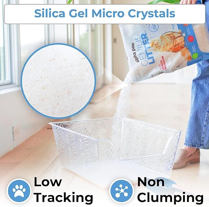 Genius Litter Health Indicating Cat Litter with Non-Clumping Lightweight Color Changing Silica Gel Crystals As Seen on Shark Tank, Non Clumping, Super Absorbent Odor Control (3 Bag (18lb))