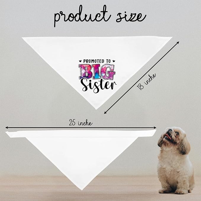 Promoted to Big Sister Baby Announcement Dogs Bandana Gender Reveal Dog Bandana Pregnancy Announcement Photo Prop Pet Scarf Accessories for Pet Dog Lovers Gifts - White