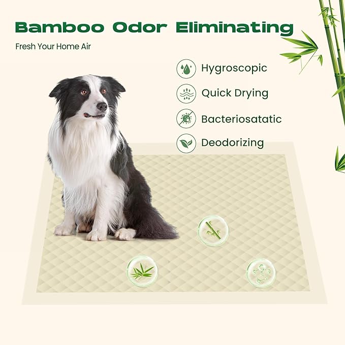 Puppy Pads 18 Count Small 22x22in Bamboo Training Pads Deodorizing Leakproof Quick Drying Dog Pee Pads Super Absorbent Disposable Pee Pads for Dogs Puppies, Doggie, Cats, Rabbits