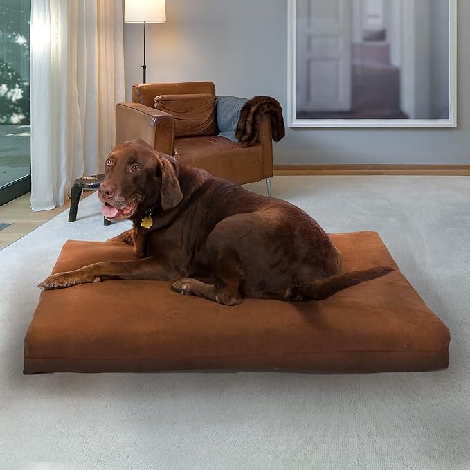 Pet Support Systems Orthopedic Dog Bed - Gel Memory Foam Pet Bed, Luxury Washable Dog Bed for Sleeping and Support (Removable Cover, X-Large Brown Dog Bed)